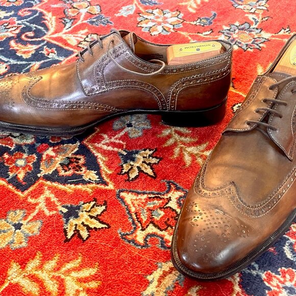 Scarpa Di Bianco, Italy\'s FINEST, Size 12D USED Brown Men\'s Gallo Wingtips main image 9